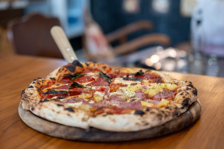 Close up of Pizza on the table.の写真素材
