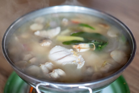 Tom yum, Thai Seafood spicy soup in bowl.の写真素材