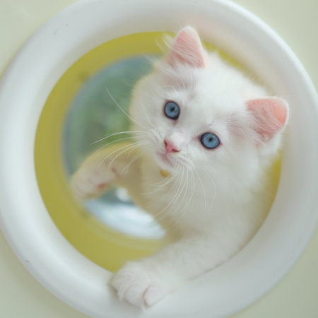 2 months old ragdoll kitten wondering around the cat shelter.. domestic cat
