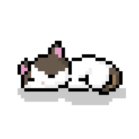 Sleeping cat Icon, Pixel 8 bit styleのイラスト素材