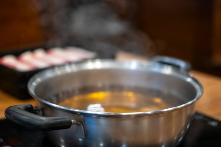 Hot pot with clear soupの写真素材