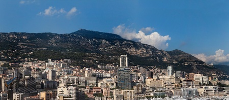 The skyline and harbor of downtown Monacoの写真素材