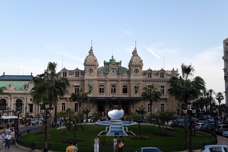 October 1st, 2009 Monte Carlo district, Monaco - A view of the facade of the famous casino Monte Carlo which is known for its high rollers and celebrities. のeditorial素材