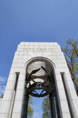 The Atlantic pillar or entrance at the The National World War II Memorial in Washington D.C., USAのeditorial素材