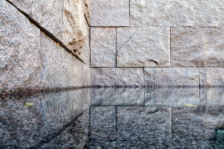 Reflection pool of the Franklin Delano Roosevelt Memorial (FDR) in Washington D.C., USAの写真素材