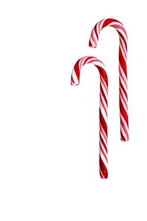 Two candy canes isolated on white backgroundの写真素材