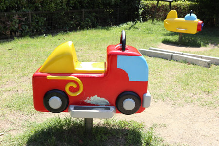 Fire truck rocking playset in Japan.の写真素材