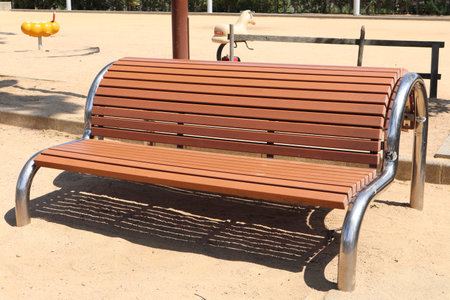 stretch bench in the parkの写真素材