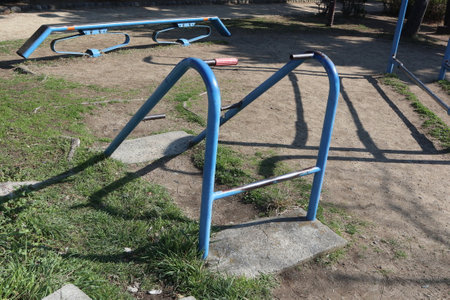 Arm trainer. Outdoor fitness equipment in Japan.の写真素材