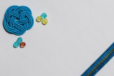 Handmade ornament with white background. Place for text.の写真素材