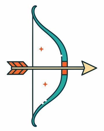 Bow and arrow icon. Flat illustration of bow and arrow vector icon for webのイラスト素材