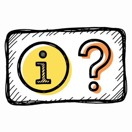 hand drawn doodle question mark and information symbol icon vector illustrationのイラスト素材