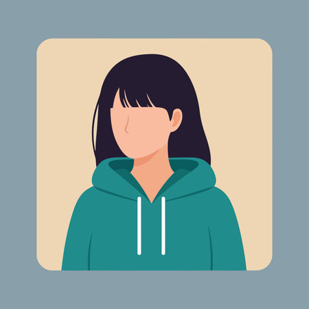 Woman avatar. Vector illustration of a girl in a green jacket.