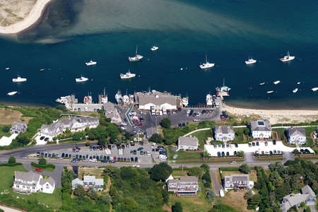 Aerial view of the town of Perros Guirec, Brittany, France