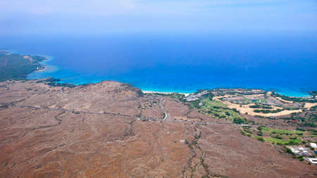 Aerial view of the island of Crete, Greece. Panoramic view of the sea and mountains