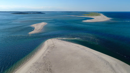 Aerial view of the sand dunes on the Baltic Sea coastの写真素材