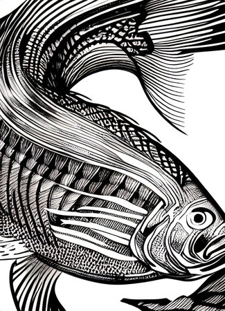 Atlantic Ocean and Cape Cod - Style Fish and Marine Life Illustrationsの写真素材