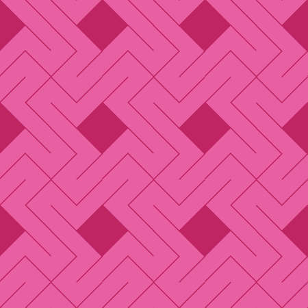 Pink squares and lines geometric design repeat pattern. Vector illustrationのイラスト素材