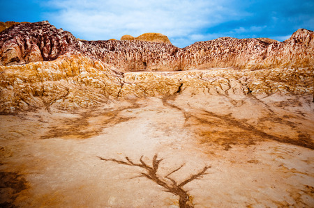 Dry river at Burqin yardang landform, Xinjiang, China