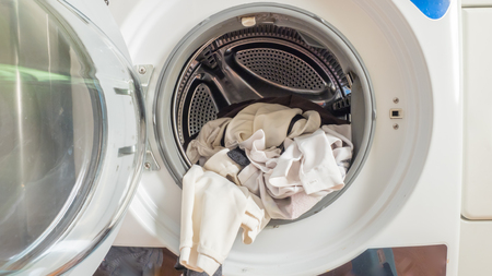 Clothing in washing hineの写真素材
