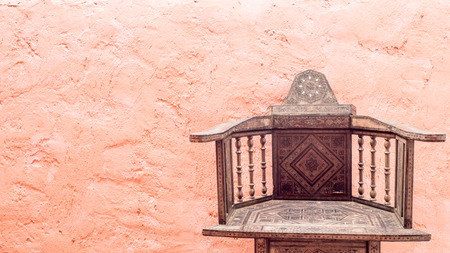 Chair close up Morocco with old wall backgroundの写真素材