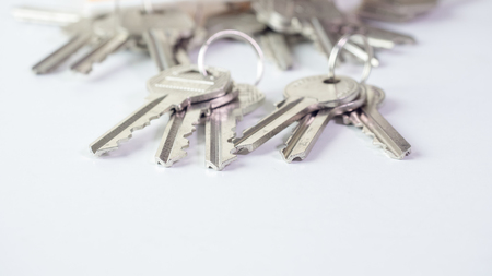 group of keys with white backgroundの写真素材