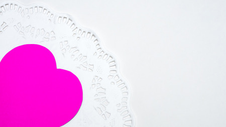 heart paper cut color pink on white background