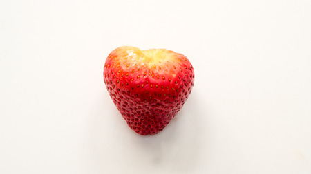 strawberry heart on white backgroundの写真素材
