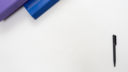 Office desk table with Document file and pen Top view copy spaceの写真素材