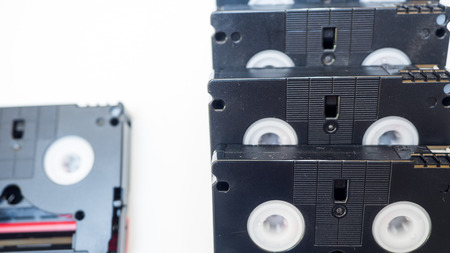 mini DV cassette Digital video cassette on white background
