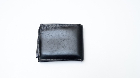 black Wallet leather on isolatedの写真素材