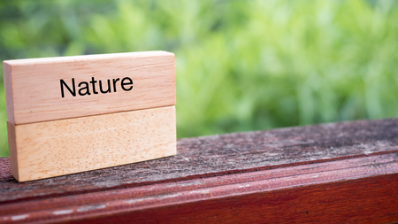 nature Text on wooden nature backgroundの写真素材
