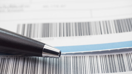 barcode with pen close up