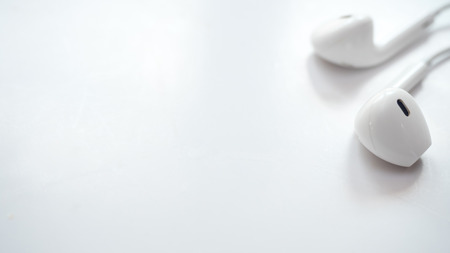 earphone close up on white backgroundの写真素材