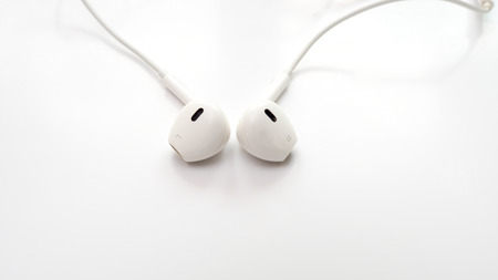 earphone close up on white backgroundの写真素材