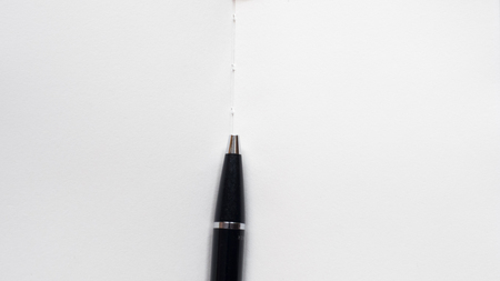 workspace desk copy space top view close up with penの写真素材