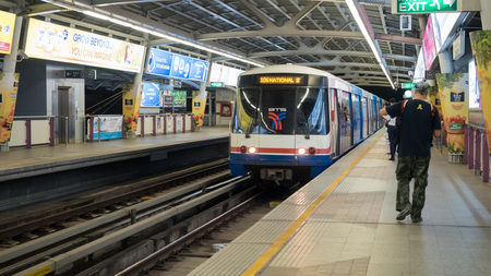 Bangkok, Thailand - jan 22, 2018:  metro subway station in Silom MRT subway station Railroad tracks