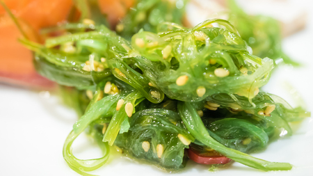 A delicious fresh seaweed salad.の写真素材