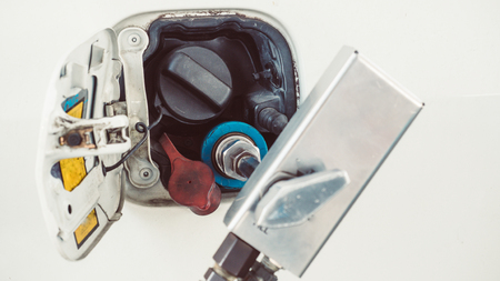 Fuel up the natural gas vehicle (NGV) Car refueling on a petrol stationの写真素材