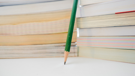 close up book and pencil education conceptの写真素材