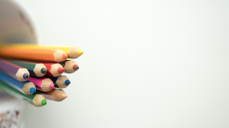 Crayon colorful top view close up copy spaceの写真素材
