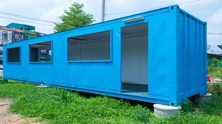 Rusty container. Blue cargo containerの写真素材