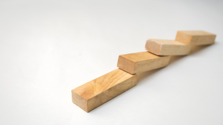 wooden block Line up on white backgroundの写真素材