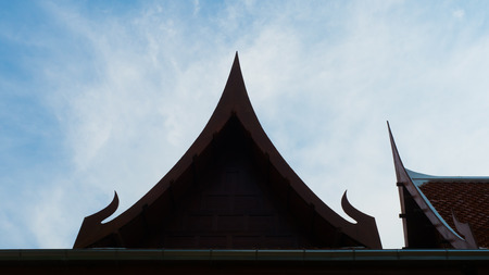 Traditional Thai style gable on the roof silhouette