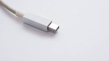 thunderbolt cable close up on white background
