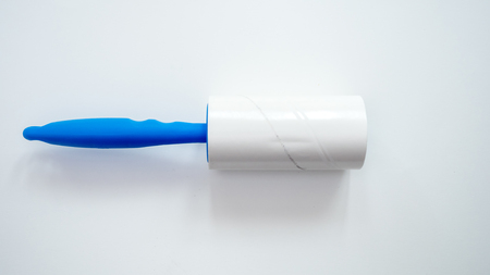 cleaning roll tape on white backgroundの写真素材