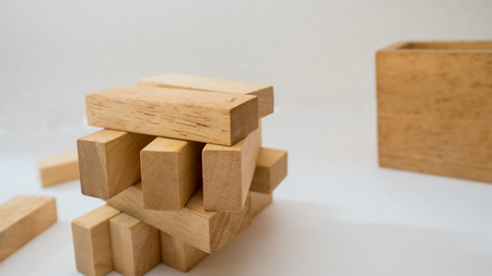 Block wooden game on cement background