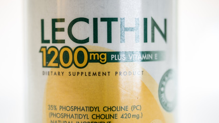 View of supplement facts on the back of vitamin bottles close upの写真素材