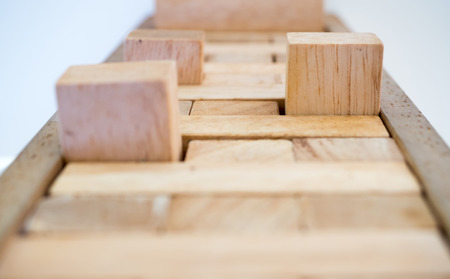 Close up wooden block on white backgroundの写真素材