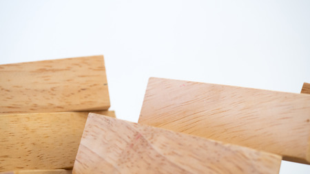 Close up wooden block on white backgroundの写真素材